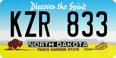 ND license plate KZR833