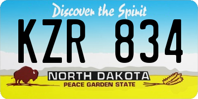 ND license plate KZR834