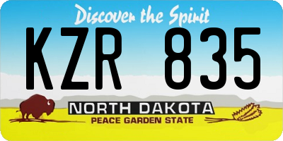 ND license plate KZR835