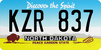 ND license plate KZR837