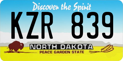 ND license plate KZR839