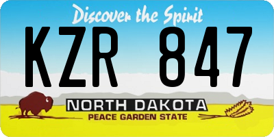 ND license plate KZR847