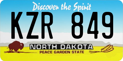 ND license plate KZR849