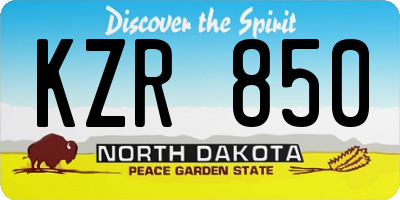 ND license plate KZR850
