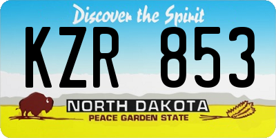ND license plate KZR853