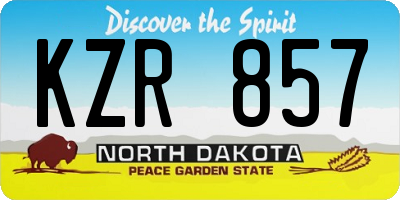 ND license plate KZR857