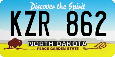 ND license plate KZR862