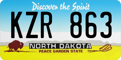 ND license plate KZR863