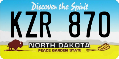 ND license plate KZR870
