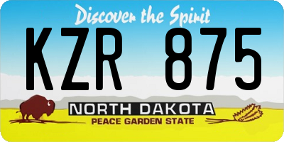 ND license plate KZR875
