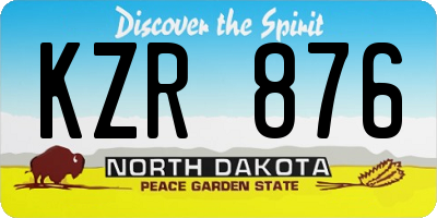 ND license plate KZR876