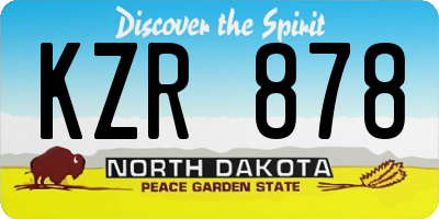 ND license plate KZR878