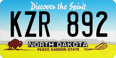 ND license plate KZR892