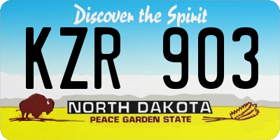 ND license plate KZR903