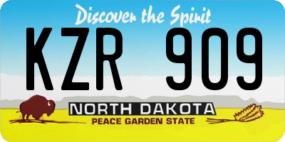 ND license plate KZR909