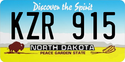 ND license plate KZR915