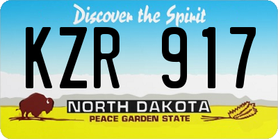 ND license plate KZR917