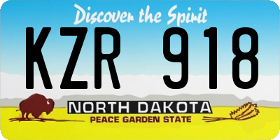 ND license plate KZR918