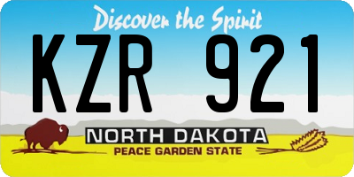 ND license plate KZR921