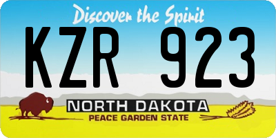 ND license plate KZR923