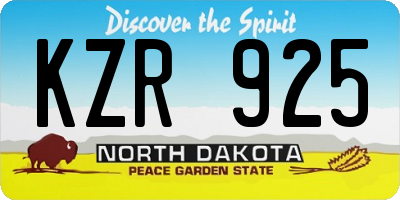 ND license plate KZR925