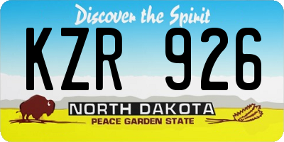 ND license plate KZR926