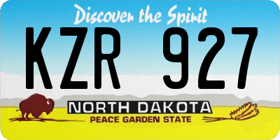 ND license plate KZR927
