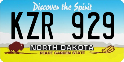 ND license plate KZR929