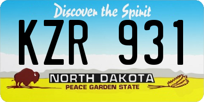 ND license plate KZR931