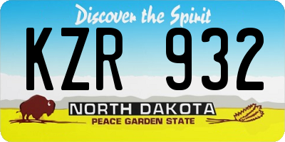ND license plate KZR932