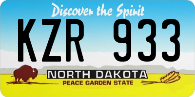 ND license plate KZR933