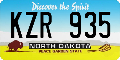 ND license plate KZR935