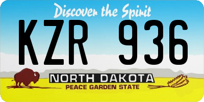 ND license plate KZR936