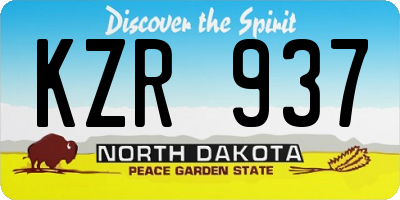 ND license plate KZR937
