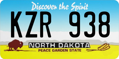 ND license plate KZR938