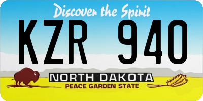 ND license plate KZR940