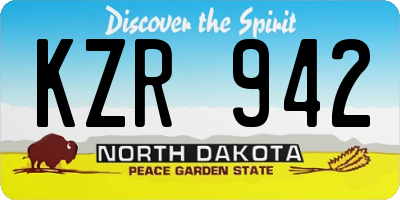 ND license plate KZR942