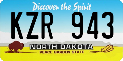 ND license plate KZR943