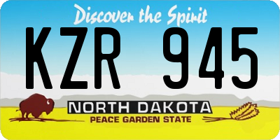 ND license plate KZR945