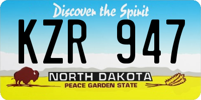 ND license plate KZR947