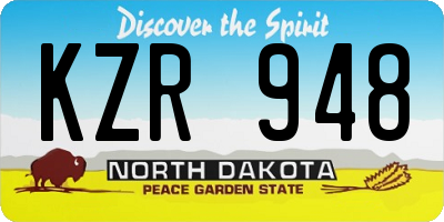 ND license plate KZR948