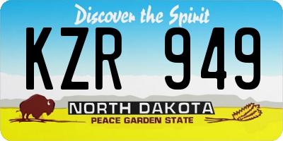 ND license plate KZR949