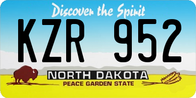 ND license plate KZR952