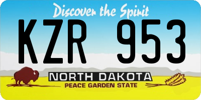 ND license plate KZR953