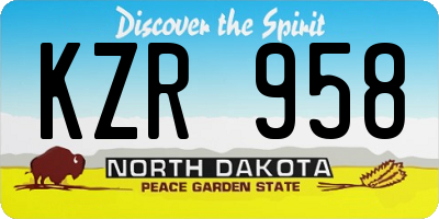 ND license plate KZR958