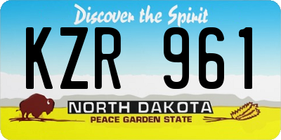 ND license plate KZR961