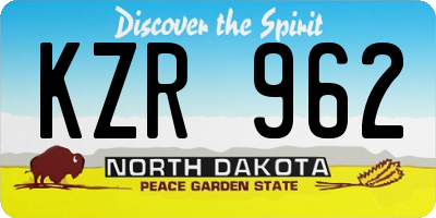 ND license plate KZR962