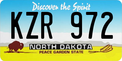 ND license plate KZR972
