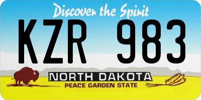 ND license plate KZR983