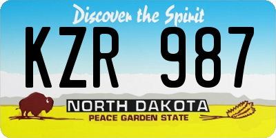 ND license plate KZR987